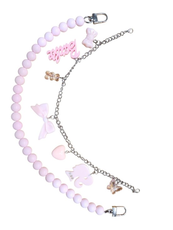 Accessories - Pink Charm Beaded with Silver Chain For Bag
